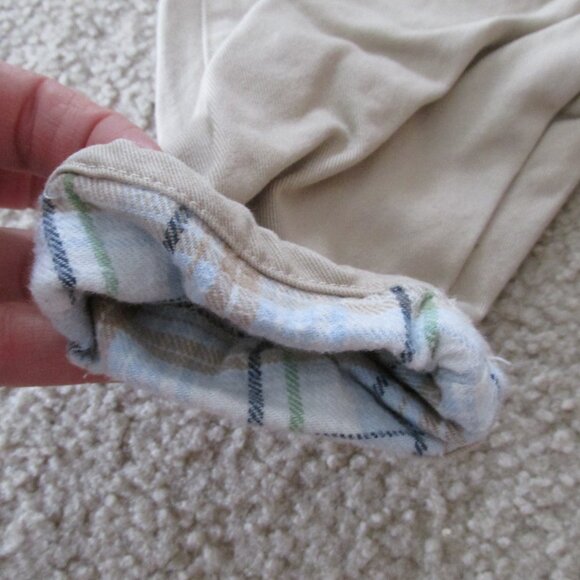 2 Pc Button Up Shirt Pants Outfit Boys Size‎ 3-6M Tan Plaid Long Sleeve Khaki - Picture 8 of 10